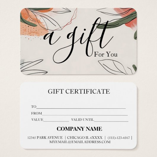 Einfaches & modernes Geschäft Geschenkgutschein (Vorne & Hinten)