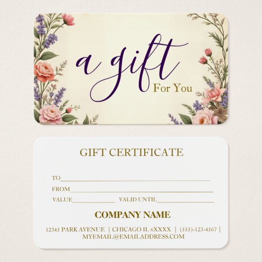 Einfaches & modernes Geschäft Geschenkgutschein (Vorne & Hinten)