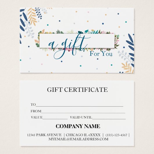Einfaches & modernes Geschäft Geschenkgutschein (Vorne & Hinten)