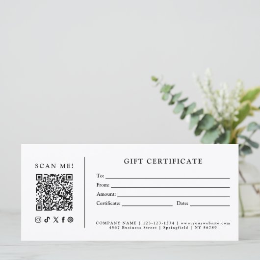 Einfaches modernes Geschäft QR-Code-Geschenkgutsch (Stehend Vorderseite)