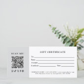 Einfaches modernes Geschäft QR-Code-Geschenkgutsch (Stehend Vorderseite)