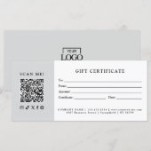 Einfaches modernes Geschäft QR-Code-Geschenkgutsch (Vorne/Hinten)