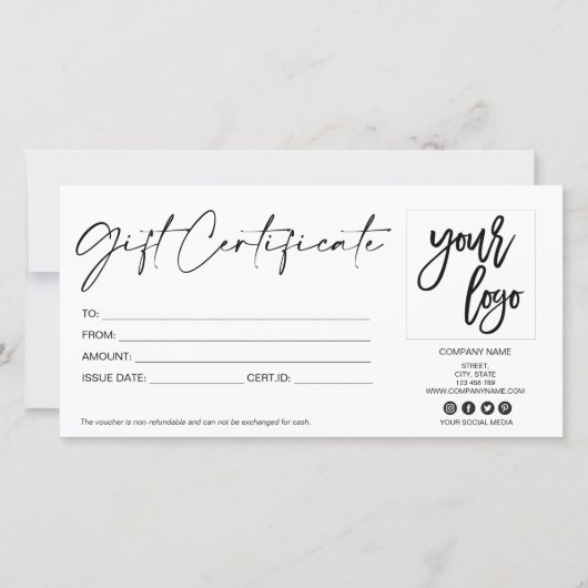 einfaches, modernes Geschenkgutschein (Vorderseite)