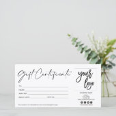 einfaches, modernes Geschenkgutschein (Stehend Vorderseite)