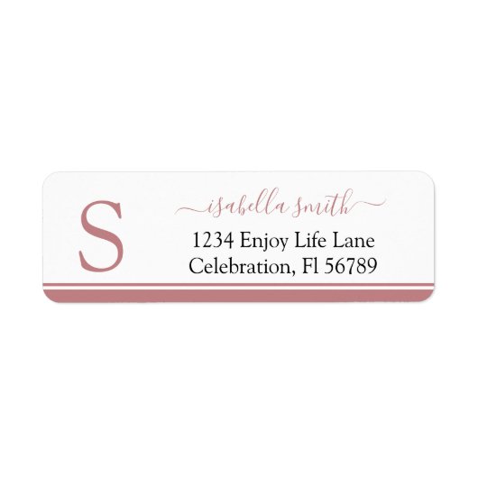 Einfaches, modernes Girly Script Monogram Label (Vorne)