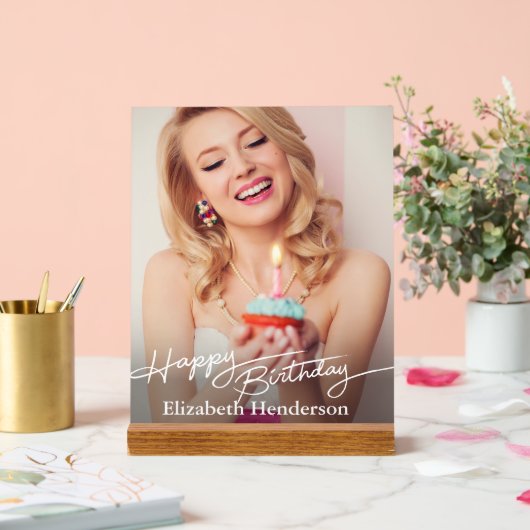 Einfaches modernes Glück zum Geburtstag Acrylschild (Hochzeit)