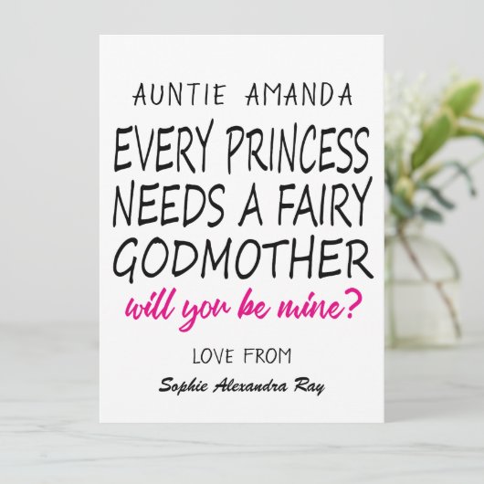 Einfaches, modernes Godmutterangebot Karte (Stehend Vorderseite)