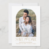 Einfaches modernes Gold-Arch-Foto Save The Date (Vorderseite)