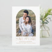 Einfaches modernes Gold-Arch-Foto Save The Date (Stehend Vorderseite)