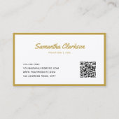 Einfaches, modernes Gold Curry Script Border QR Co Visitenkarte (Rückseite)