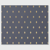 Einfaches, modernes Gold Diamond Navy Blue Muster Geschenkpapier (Flach)