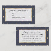 Einfaches, modernes Gold Diamond Navy Blue Muster Terminkarte (Vorne/Hinten)