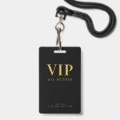 Einfaches Modernes Gold VIP All Access Pass Event Ausweis (Vorderseite mit Lanyard)