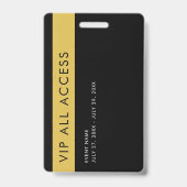 Einfaches Modernes Gold VIP All Access Pass Event Ausweis (Rückseite)