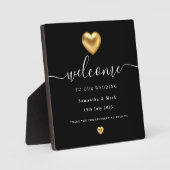 Einfaches modernes Goldherz Hochzeitsplatz Fotoplatte (Vorderseite)