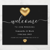 Einfaches, modernes Goldherz-Hochzeitsweinlabel Schaumweinetikett (Einzelnes Label)