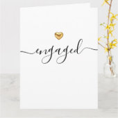 Einfaches, modernes Goldherz Weiß Verlobt Karte (Gelbe Blume)