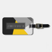 Einfaches modernes graues gelbes und schwarzes Geo Gepäckanhänger (Vorderseite horizontal)