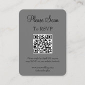 Einfaches, modernes Gray Wedding Scan QR Code Begleitkarte (Vorderseite)