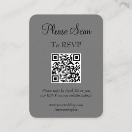 Einfaches, modernes Gray Wedding Scan QR Code Begleitkarte