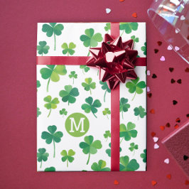 Einfaches modernes Green Luck Kleeblatt Patrick Mo Geschenkpapier