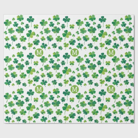 Einfaches modernes Green Luck Kleeblatt Patrick Mo Geschenkpapier (Flach)