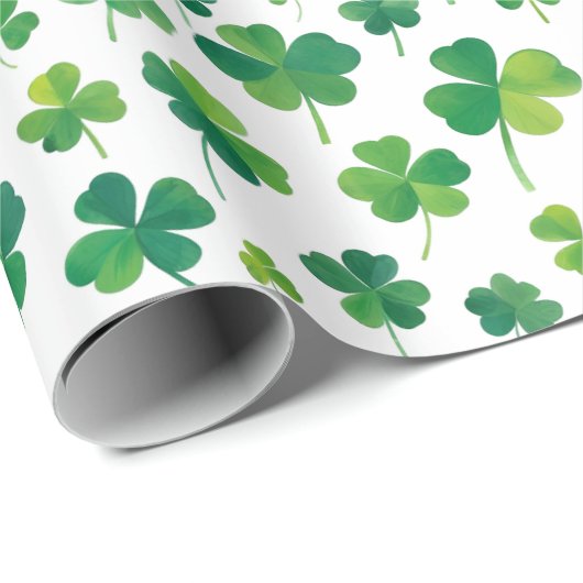 Einfaches modernes Green Luck Kleeblatt Patrick Mo Geschenkpapier (Rolleneckpunkt)