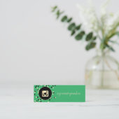 Einfaches modernes Grün, Punkte, Gold Instagramm Mini Visitenkarte (Stehend Vorderseite)