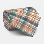 Einfaches, modernes, grün und orange Kariertes Mus Krawatte (Gerollt)