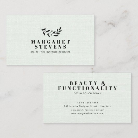 Einfaches, modernes, grünes Leinen mit elegantem A Visitenkarte (Vorne/Hinten)