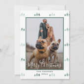 Einfaches, modernes grünes Weihnachtsbaum-Foto Feiertagskarte (Vorderseite)