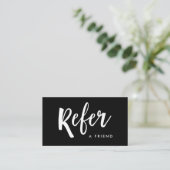 Einfaches modernes handgeschriebenes Schwarzes des Empfehlungskarte (Stehend Vorderseite)