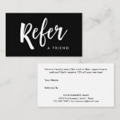 Einfaches modernes handgeschriebenes Schwarzes des Empfehlungskarte (Vorne/Hinten)