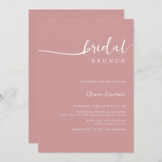 Einfaches, modernes handgeschriebenes Skript Brida Einladung (Vorne/Hinten)
