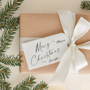 Einfaches modernes handgeschriebenes Skript Frohe Geschenkanhänger