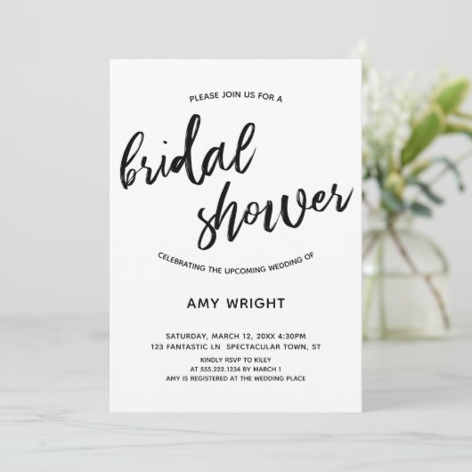 Einfaches, modernes Handwriting-Brautparty Einladung (Stehend Vorderseite)