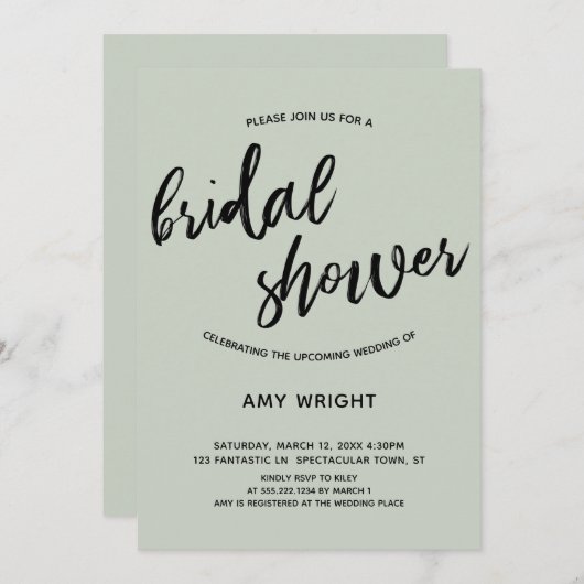 Einfaches, modernes Handwriting-Brautparty Einladung (Vorne/Hinten)