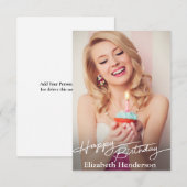 Einfaches modernes Happy Birthday Foto Dankeskarte (Vorne/Hinten)