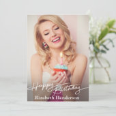 Einfaches modernes Happy Birthday Foto Karte (Stehend Vorderseite)