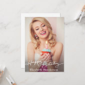 Einfaches modernes Happy Birthday Foto Karte (Vorderseite/Rückseite Beispiel)