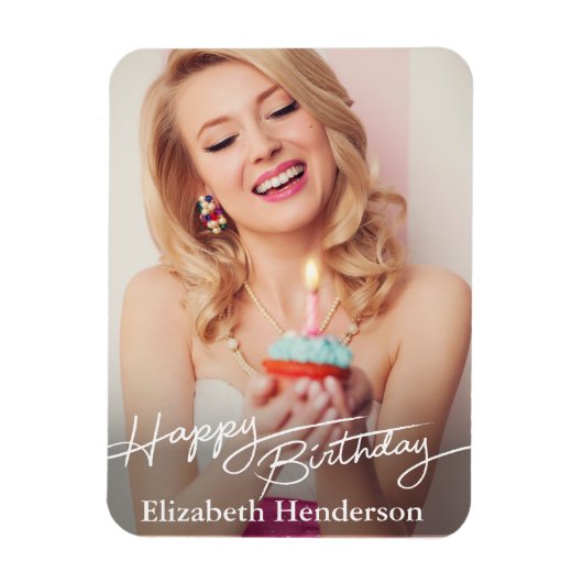 Einfaches modernes Happy Birthday Foto Magnet (Vertikal)