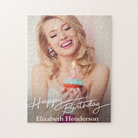 Einfaches modernes Happy Birthday Foto Puzzle (Vertikal)