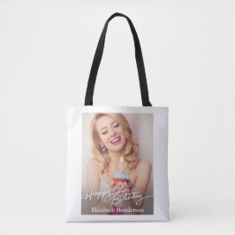 Einfaches modernes Happy Birthday Foto Tasche