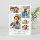 Einfaches modernes Happy Birthday Stilvoll 5 Foto Karte (Stehend Vorderseite)