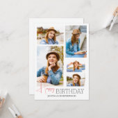 Einfaches modernes Happy Birthday Stilvoll 5 Foto Karte (Vorderseite/Rückseite Beispiel)