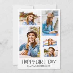 Einfaches modernes Happy Birthday Stilvoll 5 Foto Karte