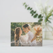 Einfaches modernes Heart Script Wedding Foto Viele Postkarte (Stehend Vorderseite)