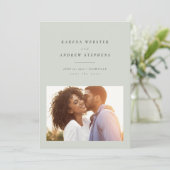 Einfaches, modernes, hellgrünes Foto Save the Date (Stehend Vorderseite)