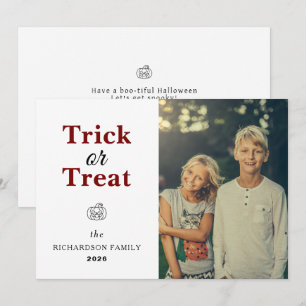Einfaches modernes Herbst-Kürbis-Halloween-Foto Feiertagskarte