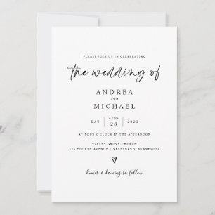 Einfaches modernes Hochzeitseinladungs-Handgezeich Einladung